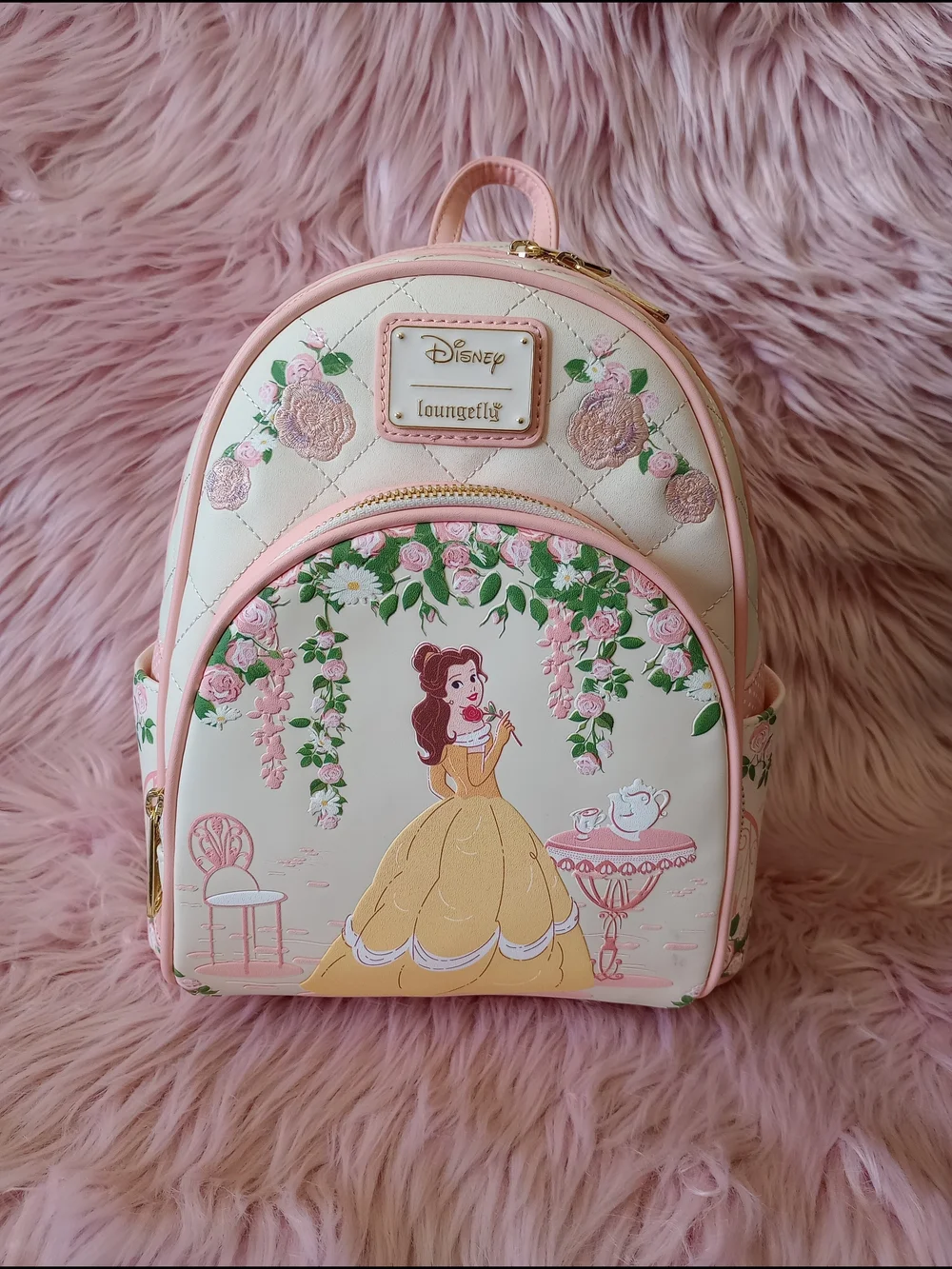 Disney x Loungefly Pink Belle Floral Mini Backpack